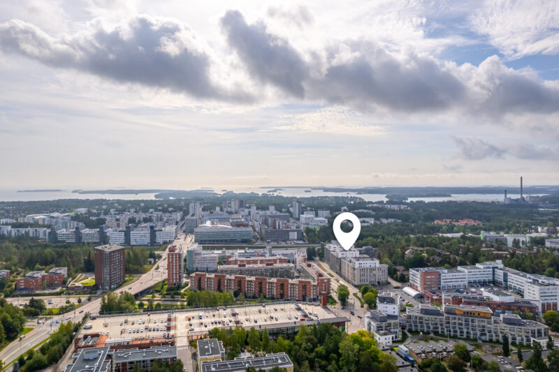 Espoon aluekartta, jossa näkyy Aura kohteen sijainti